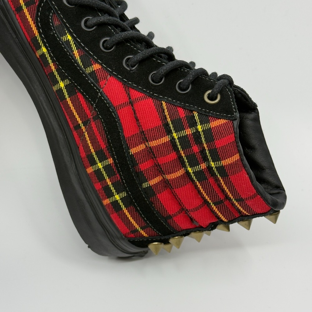 Vans Red and Black Plaid High-Top Sneakers - Picture 12 of 16
